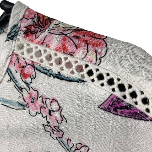 Buffalo David Bitton Sz M Peoni Tie Front Top Short Sleeve Boxy Summer 3067 - Picture 7 of 13